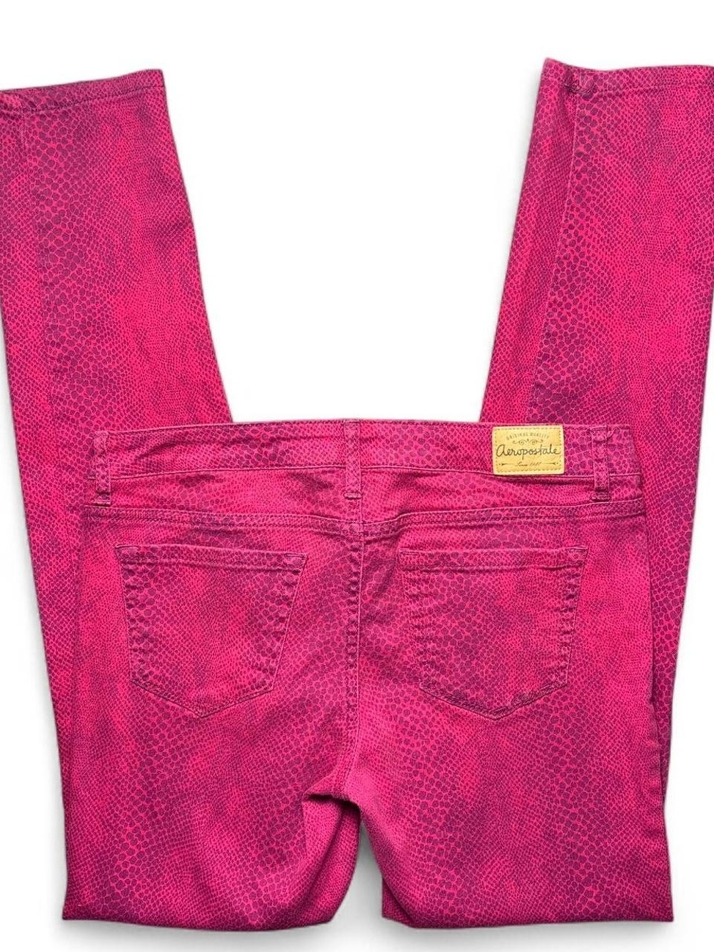Aeropostale Pink Snake-Print Skinny Jeans